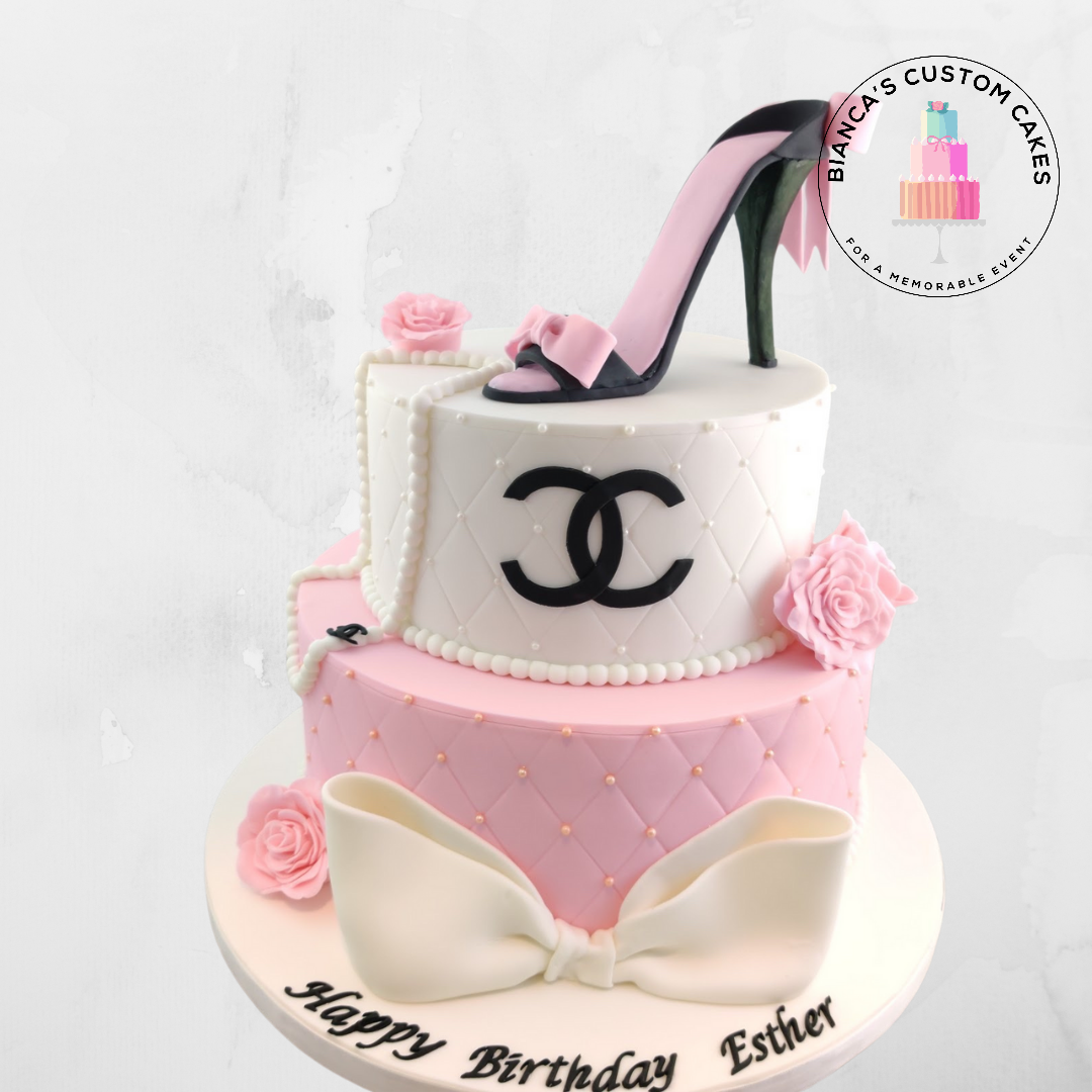 Royal Touch Events on Instagram: 3 tier designer cake . Louis Vuitton high  heel topper, Gucci top tier, Chanel middle tier and Versace base tier . Cake  Flavor: Wedding cake